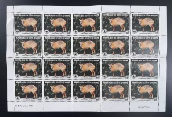 Ivory Coast 1985 YT 734 sheet WWF Cephalophus zebra antelope duiker