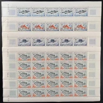 Dahomey 1965 YT 225-228 planche poissons faune marine océan Atlantique