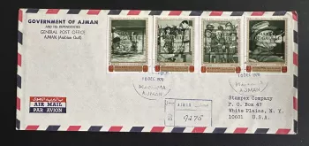 Lettre Ajman Manama 1970 - Timbres Charles De Gaulle In Memoriam USA non dentelé