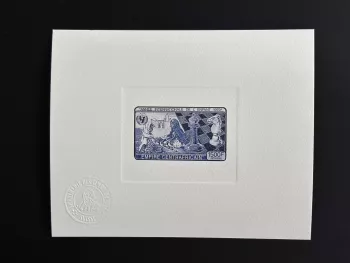 Centrafrique 1979 Mi. 613 épreuve d'artiste Échecs Chess Enfant UNICEF bleu
