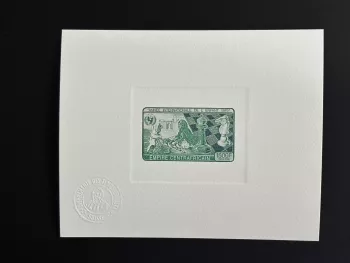 Centrafrique 1979 Mi. 613 épreuve d'artiste Échecs Année Enfant UNICEF vert