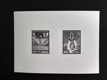 Dahomey 1974 Mi. 610 - 611 artist proof Coll Football FIFA World Cup black