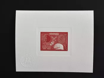 Khmer 1974 Mi. 399 Künstlerprobe Kopernikus Astronomie Weltraum Skylab rot