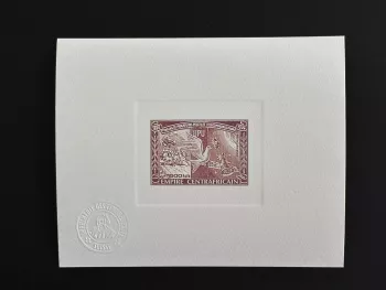 Centrafrique 1978 Mi. 549 épreuve d'artiste UPU Colombe Diligence marron