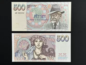Matej Gabris Gabrisnote 500 Korun Československých 2025 Mucha Art Nouveau Ticket
