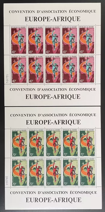 Dahomey 1970 YT PA 130-131 planche Europe Afrique Convention économique