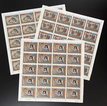 Dahomey 1972 YT PA 157-159 Venedig UNESCO römisches Mosaik Vogel