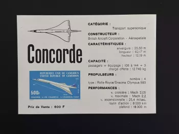 Cameroon 1976 Mi. Bl. 10 luxury test Concorde aircraft supersonic aviation