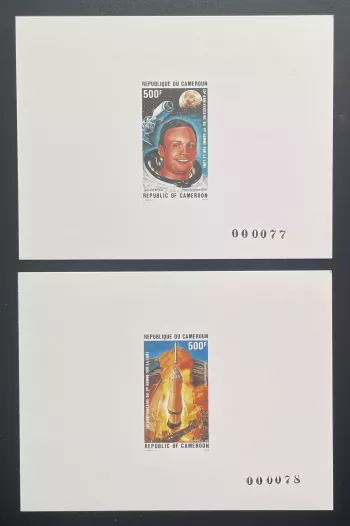 Cameroun 1984 Mi. 1064 - 1065 épreuve de luxe Armstrong Apollo 12 Lune Espace