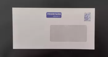 New Caledonia stationery postal envelope Priority Cagou blue window