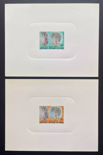 Congo 1981 Mi. 843 - 844 épreuve de luxe Arbre de Brazza Moukondo Flora