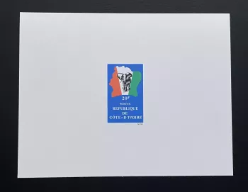 Côte d'Ivoire 1983 Mi. 786 épreuve de luxe éléphant carte drapeau