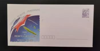 PAP New Caledonia stationery Visit of the President Republic Cagou mauve