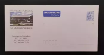 PAP New Caledonia priority postal stationery Château Grimigni Cagou Bleu