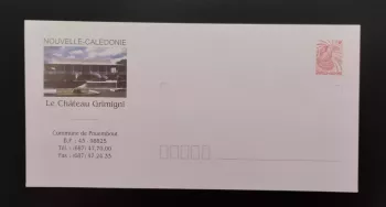 PAP New Caledonia stationery postal envelope Château Grimigni Cagou Rouge