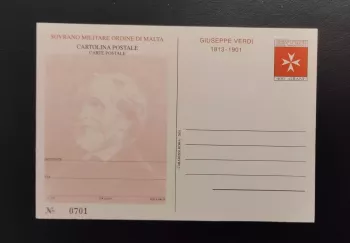 SMOM Cartolina postale Giuseppe Verdi 1813 1901 neuve 400 Grani