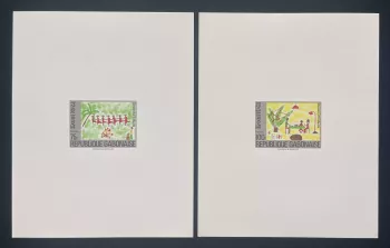 Gabon 1981 Mi. 811 - 812 luxury proof Christmas drawings children palm tree