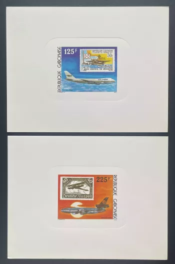 Gabon 1984 Mi. 888 - 889 luxury proof aviation airplane air day stamp
