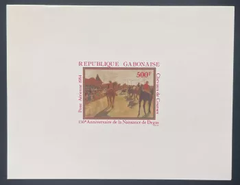 Gabon 1984 Mi. 898 épreuve de luxe Degas chevaux courses peinture