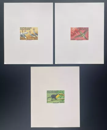Gabun 1984 Mi. 924-926 Luxusdrucke Vögel Kranich Tukan Kolibri
