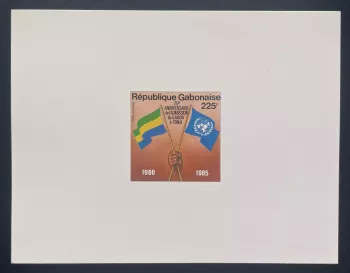 Gabon 1985 Mi. 942 épreuve de luxe ONU admission drapeaux aérienne