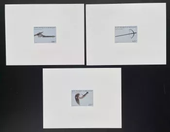 Gabon 1999 Mi. 1466 - 1468 épreuve de luxe Arts coutumes armes sagaie