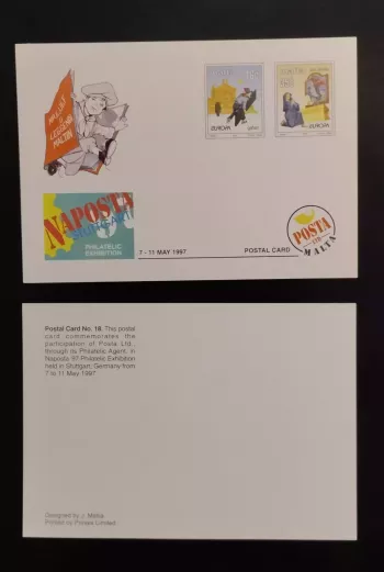 Malta 1997 Ganzsache Naposta Stuttgart Briefmarkenausstellung Europa
