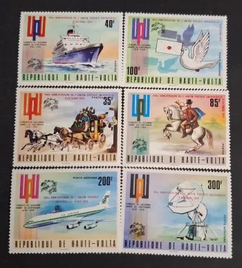Haute-Volta 1974 Mi. 532-537 UPU centenaire navire colombe avion cavalier