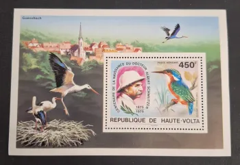Upper Volta 1975 Mi. Bl.35 Albert Schweitzer birds stork