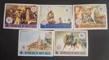 Upper Volta 1976 Mi. 640-644 IMPERF American Revolution Interphil