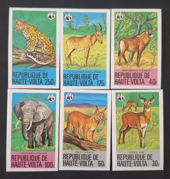 Haute-Volta 1979 Mi. 760-765 ND WWF faune éléphant léopard caracal