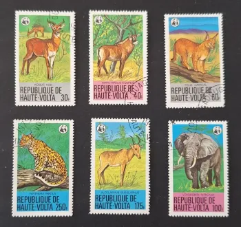 Haute-Volta 1979 Mi. 760-765 obl. WWF faune éléphant léopard caracal