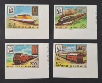 Haute-Volta 1979 Mi. 755-758 ND Rowland Hill trains locomotives