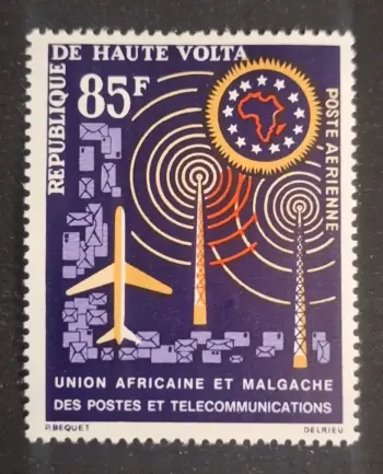 Haute-Volta 1963 Mi. 137 Poste aérienne UAMPT télécommunications Afrique