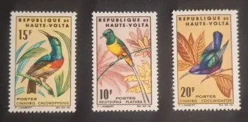 Haute-Volta 1965 Mi. 157-159 oiseaux souimangas Cinnyris faune