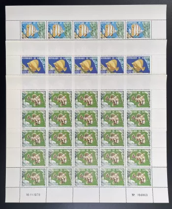 Djibouti 1978 YT 488-490 planche poissons tropicaux faune marine corail