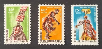 Haute-Volta 1966 Mi. 182-184 Festival mondial arts nègres danse masques