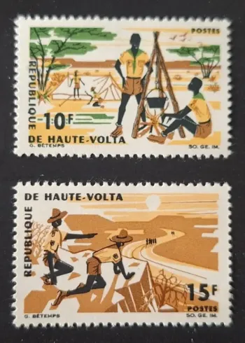 Haute-Volta 1966 Mi. 190-191 scoutisme camp randonnée feu de camp
