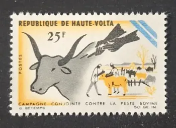 Haute-Volta 1966 Mi. 197 campagne peste bovine vaccination zébu bétail