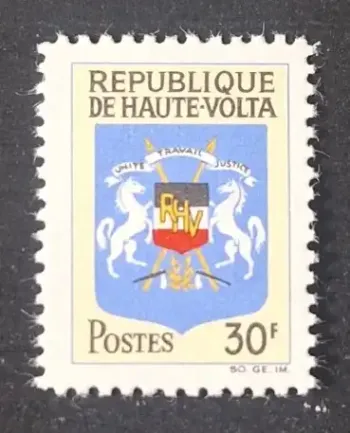 Haute-Volta 1967 Mi. 210 armoiries blason chevaux héraldique
