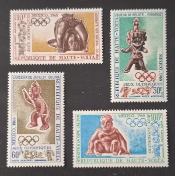 Haute-Volta 1968 Mi. 246-249 Jeux Olympiques Mexico art précolombien