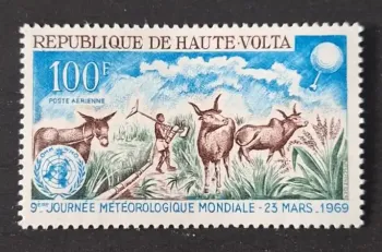 Haute-Volta 1969 Mi. 258 journée météorologique mondiale bovins OMM