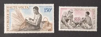 Haute-Volta 1969 Mi. 259-260 artisanat vannier forgeron métiers