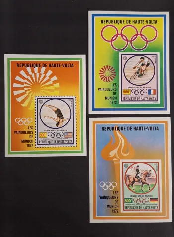 Upper Volta 1972 Mi. Bl. 6-8 IMPERF Munich Olympics winners sport