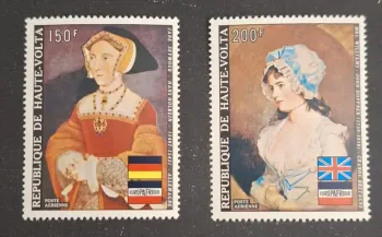 Haute-Volta 1973 Mi. 437-438 Europafrique Holbein Hoppner peinture portraits