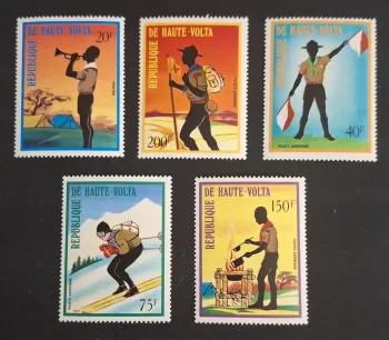 Haute-Volta 1970 Mi. 452-456 scoutisme scouts camping ski randonnée