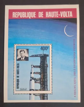 Haute-Volta 1973 Mi. Bl. 16 ND fusée Saturn V Kennedy espace NASA