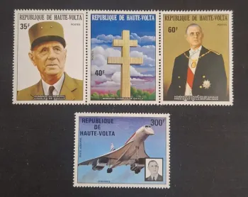 Haute-Volta 1973 Mi. 504-507 Charles de Gaulle Concorde mémorial croix