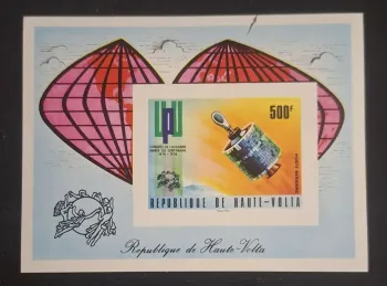 Obervolta 1974 Mi. Bl. 26 ND UPU Jahrhundertfeier Satellit Weltraum