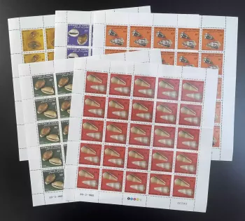 Djibouti 1985 YT 609-613 planche coquillages Cypraea Conus faune marine